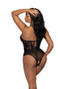 Ladies Gorgeous Floral Lace Knit Large Fishnet Front Teddy Body - One Size