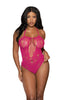 Ladies Gorgeous Floral Lace Knit Large Fishnet Front Teddy Body - One Size