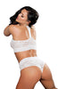Ladies Stunning Sheer Polka Dot Mesh Floral Lace T- Back Top & Short Set - One Size