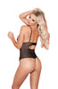Ladies Stunning Sheer Mesh Floral Lace Diamante Front Teddy Body - One Size