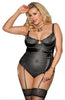 Ladies Gorgeous Black Lace Underwired Cups Remouvable Suspenders Satin Ribbon Tie Teddy Body