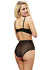 Ladies Beautiful Black Lace Underwired Bra & Sheer Black Lace Front Briefs Set