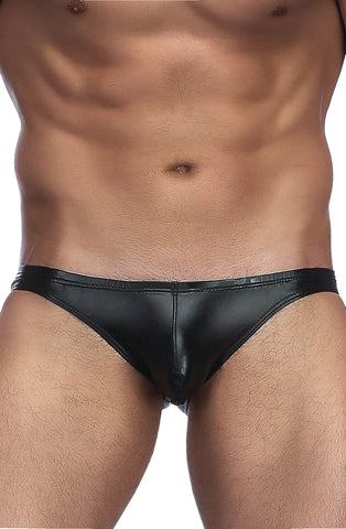 Sexy Black Wet Look Stretchy Men`s Brief