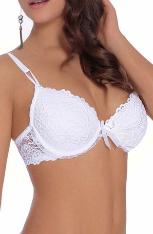 Ladies Gorgeous Sexy Floral Lace Ruffle Trim Satin Bow Push Up Bra A101
