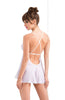 Ladies Gorgeous Sheer Floral Lace Bust Chiffon Floaty Low Cut Back Chemise Babydoll & Thong Set