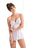 Ladies Gorgeous Sheer Floral Lace Bust Chiffon Floaty Low Cut Back Chemise Babydoll & Thong Set