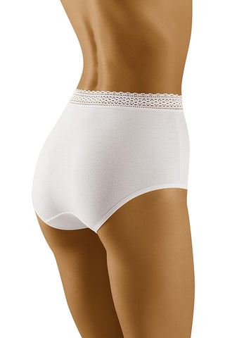 Ladies Georgeous High Waist Pretty Lace Trim Cotton Brief