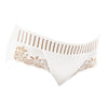 Ladies Gorgeous Deep Brief With Striped Band & Embroidered Lace Panels