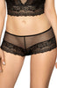 Ladies Fabulous Black Sheer Polka Dot Tulle Stunning Floral Lace Back Embroidery Boxer Brief A165
