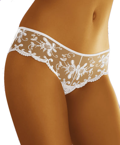 Ladies Elegant Sexy Sheer Mesh Embroidered Floral Lace Front Brief