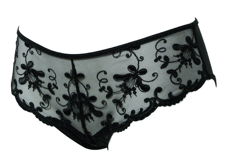 Ladies Elegant Sexy Sheer Mesh Embroidered Floral Lace Front Brief