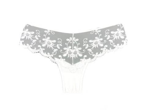 Ladies Elegant Sexy Sheer Mesh Embroidered Floral Lace Front Brief