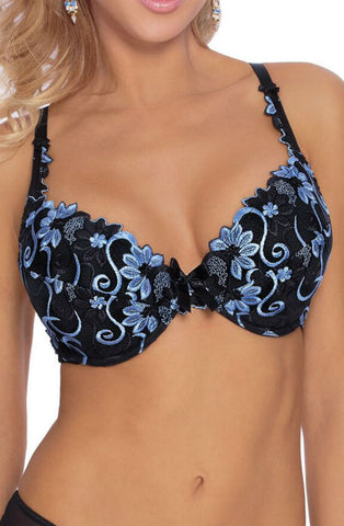 Seductive Floral Embroidery Design Pretty Satin Bow A104 Push Up Bra