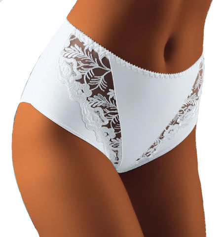 Ladies Elegant Deep Microfibre Brief With Floral Lace Elements