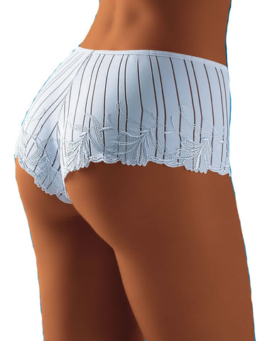 Ladies Pretty Stripy Shorts With Gorgeous Embroidery Detail
