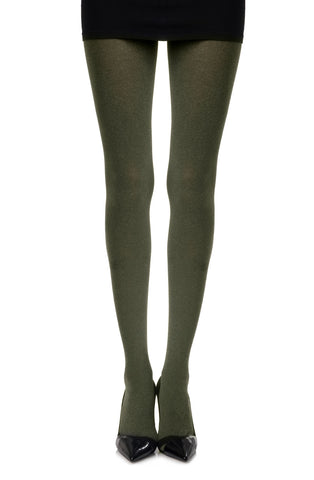 Ladies Beautiful Soft Opaque Heather Olive Green 120 Denier Tights