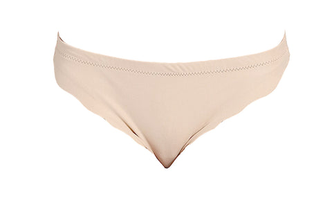 Ladies Fabulous And Comfortable Beige Thong With Decorative Scalloped Edges