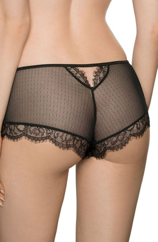 Ladies Beautiful Sheer Black Tulle Floral Eyelashes Lace Brief A 169