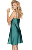 Ladies Elegant Teal Satin Floral Lace Embroidered Bust Knee Length Nightdress