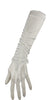 Ladies White Satin Faux Pearl Trimmed Bridal Wedding Fingerless Gloves One Size