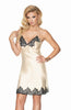 Ladies Gorgeous Satin Black Floral Lace Trim Nightdress