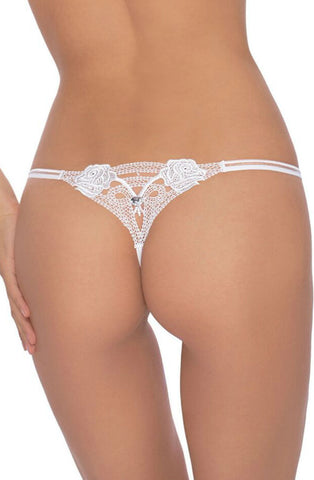Ladies Stunning Sexy Sheer Mesh Back Rose Embroidered Lace Diamante Thong A143