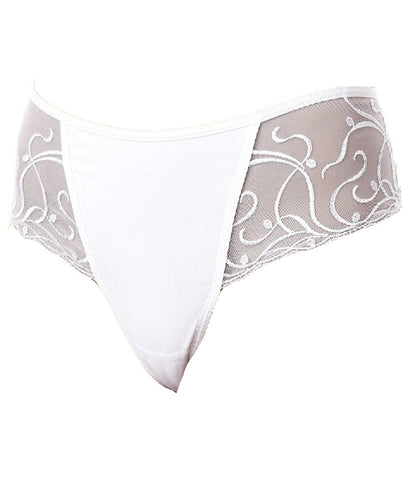 Pretty Sheer Thong With Delicate Embroidery Detail & Back Ribbon Bow