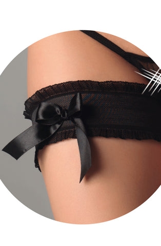 Sexy Black Satin Ribbon Bow Garter
