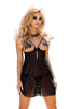 Ladies Gorgeous Sexy Chest Mesh Flower Embroidery Semi Transparent Tulle Chemise A137