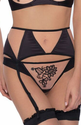 Ladies Gorgeous Sexy Mesh & Satin Crinkled Effect Suspender Belt A137