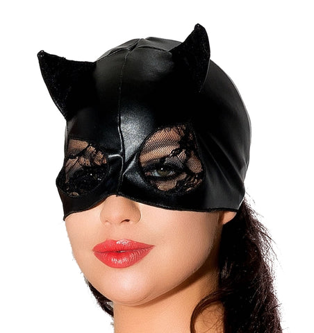 Sexy Black Cat Kitty Ears Lace Eye Stencil Mask