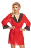Ladies Stunning Sheer Black Chiffon Gorgeous Floral Lace Trim Long Sleeves Short Dressing Gown