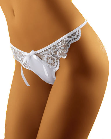 Ladies Sexy Thong With Embroidery Lacey Panels & Pretty Satin Bow