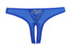 Ladies Sexy Royal Blue Sheer Lace Strappy Open Crotch Thong