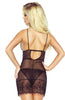 Ladies Fabulous Black Sheer Tulle & Scalloped Lace Panels Chemise & Matching Brief