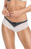 Ladies Fabulous Sexy Ecru Floral Embroidered Scalloped Lace Trim Black Cream Polka Dots Brief  A158