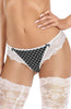 Ladies Fabulous Sexy Ecru Floral Embroidered Scalloped Lace Trim Black Cream Polka Dots Thong  A158