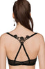 Ladies Fabulous Sheer Mesh Floral Embroidery Criss Cross Back Removable Straps Soft Cups Bra A 174