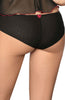 Ladies Fabulous Black Soft Sheer Tulle Red Heart Embroidery Brief A167