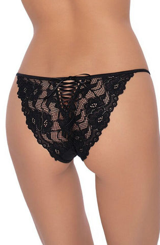 Ladies Elegant Sexy Floral Embroidered Lace Up Brief A124