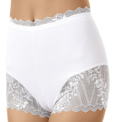 Ladies Elegant and Sexy White Deep Microfibre Shorts With Beautiful Lace Details