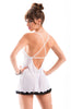 Ladies Beautiful Semi Sheer Chiffon Lace Edged Stretchy Chemise & Thong Set