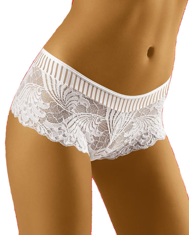 Ladies Georgeous White Embroidered Lacy Shorts With Stripy Band