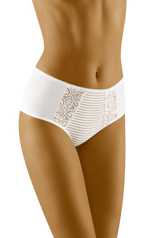 Ladies Fabulous Elastic Stripped Front Floral lace High Waist Brief